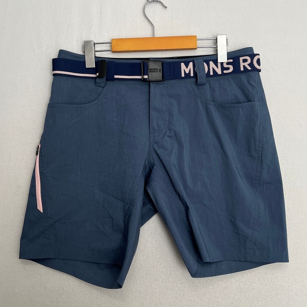 Mons Royale Womens Nomad Short Mountain Bike Medium Blue Merino Blend MTB Belted